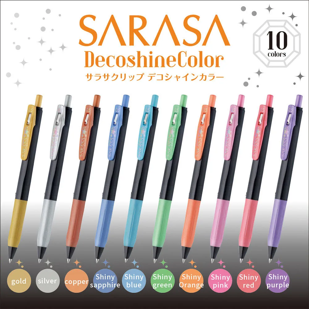 ZEBRA SARASA JJ15 0.5mm Deco Shiny Color Black Shaft Bright Color Neutral Pen Gel Pen Ball Pen Five in Group Ten In Group